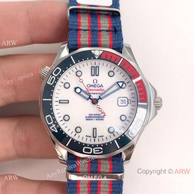 Swiss Grade Omega Commander's 007 James Bond Omega Watch White Face Nato Strap